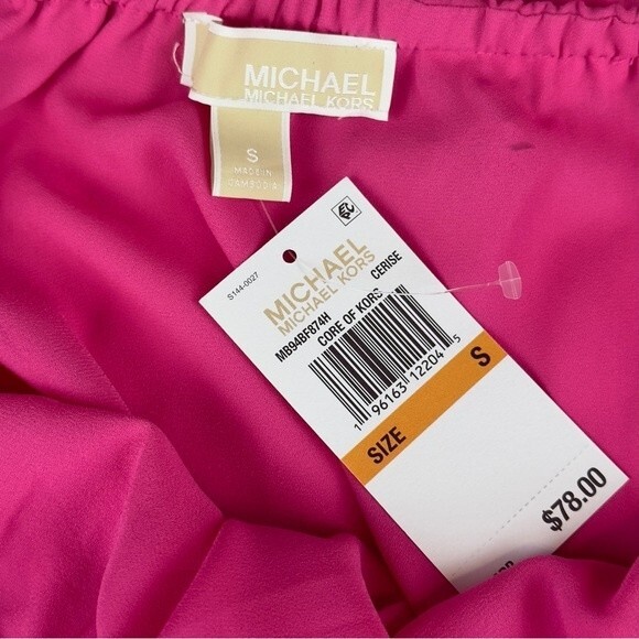 MICHAEL Michael Kors Off the Shoulder Hot Pink Peasant Blouse - Size Small - Picture 6 of 9